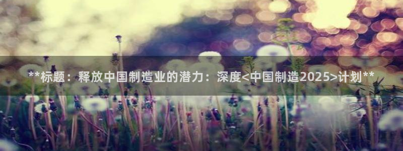 彩神官方登录：**标题：释放中国制造业的潜力：深度<中国制造2025>计划**