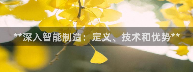 彩神Vii购彩-购彩大厅：**深入智能制造：定义、技术和优势