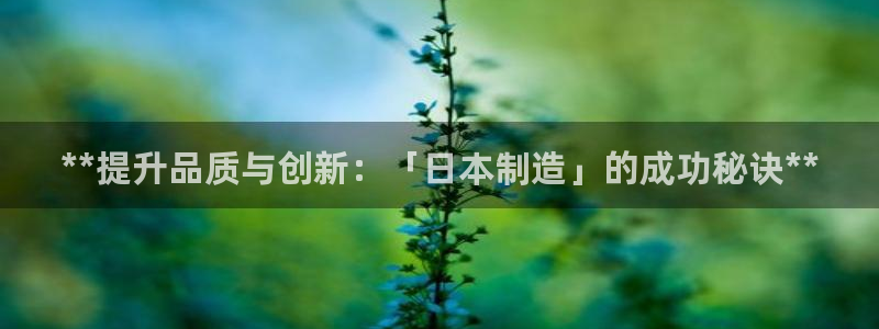 下载彩神乐发V1：**提升品质与创新：「日本制造」的成功秘诀**