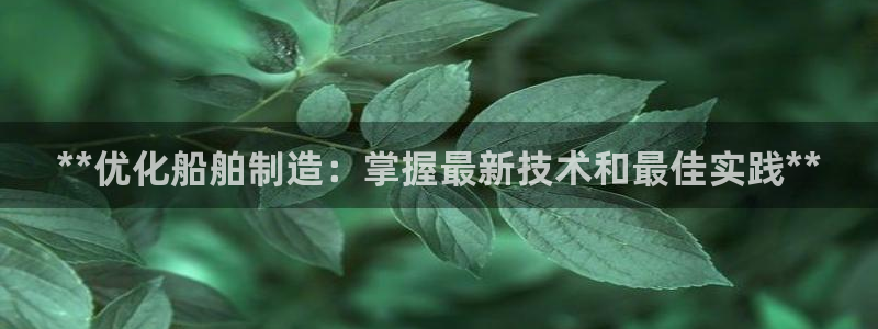 彩神客服电话：**优化船舶制造：掌握最新技术和最佳实践**